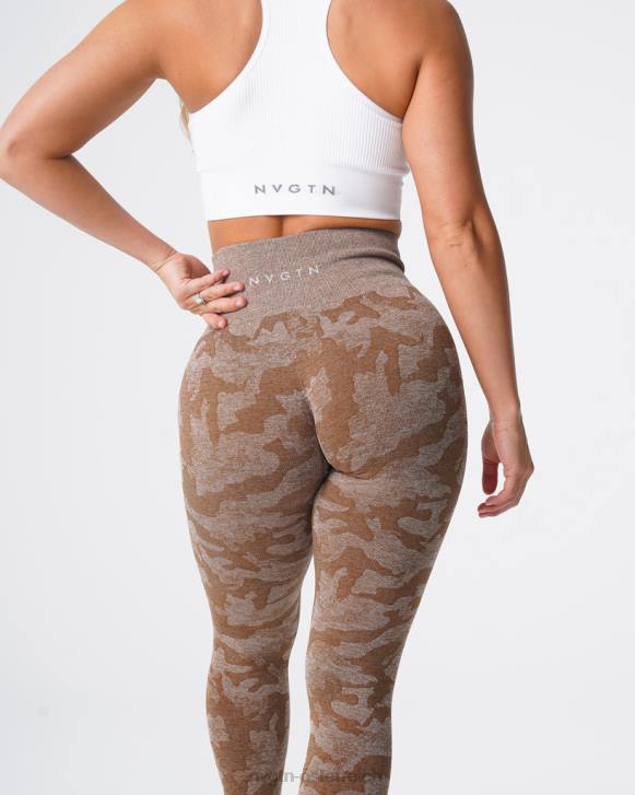 Fitness Frauen NVGTN 6J66661 Mokka Nahtlose Camo-Leggings