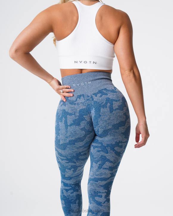 Fitness Frauen NVGTN 6J66674 Schieferblau Nahtlose Camo-Leggings