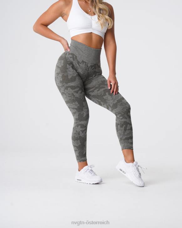 Fitness Frauen NVGTN 6J66675 Khakigrün Nahtlose Camo-Leggings