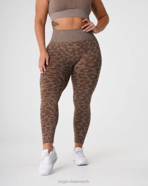 Fitness Frauen NVGTN 6J66679 Mokka Nahtlose Leggings mit Leopardenmuster