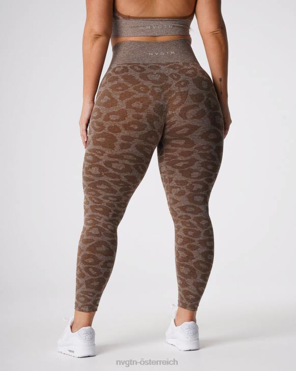 Fitness Frauen NVGTN 6J66679 Mokka Nahtlose Leggings mit Leopardenmuster