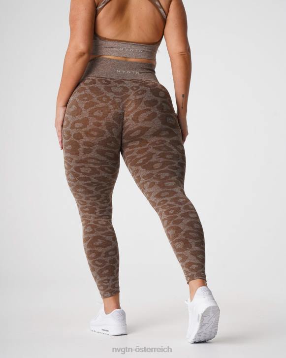 Fitness Frauen NVGTN 6J66679 Mokka Nahtlose Leggings mit Leopardenmuster