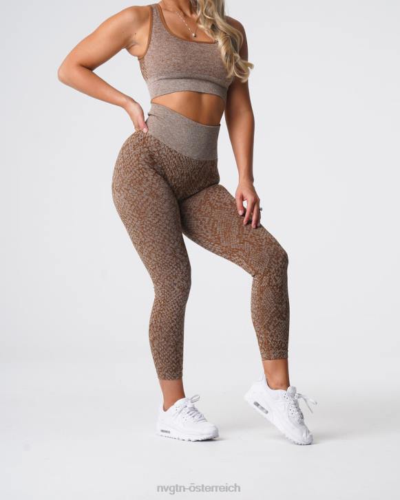 Fitness Frauen NVGTN 6J66681 Mokka Nahtlose Leggings aus Schlangenleder