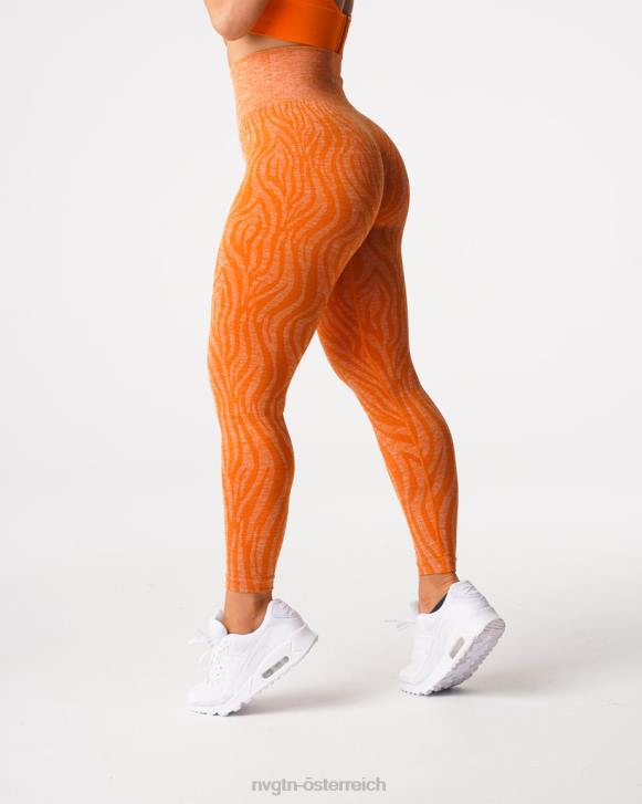 Fitness Frauen NVGTN 6J66683 gebranntes Orange Nahtlose Zebra-Leggings