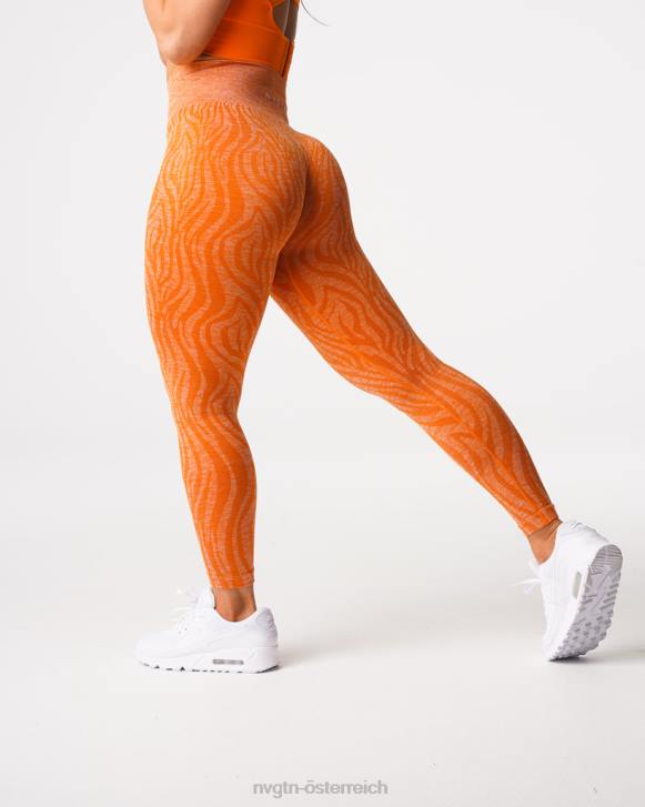 Fitness Frauen NVGTN 6J66683 gebranntes Orange Nahtlose Zebra-Leggings