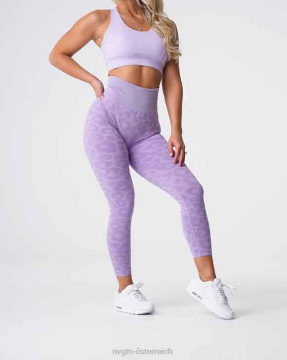 Fitness Frauen NVGTN 6J66688 lila Nahtlose Leggings mit Leopardenmuster