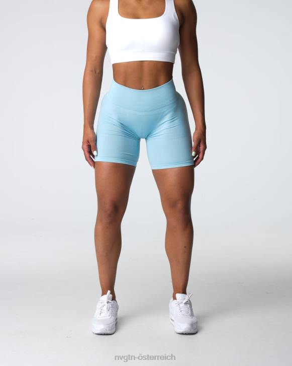 Fitness Frauen NVGTN 6J66323 pastellblau Konturnahtlose Shorts