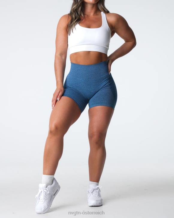 Fitness Frauen NVGTN 6J66328 Schieferblau Konturnahtlose Shorts