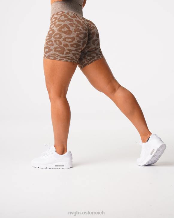 Fitness Frauen NVGTN 6J66469 Mokka Nahtlose Shorts mit Leopardenmuster